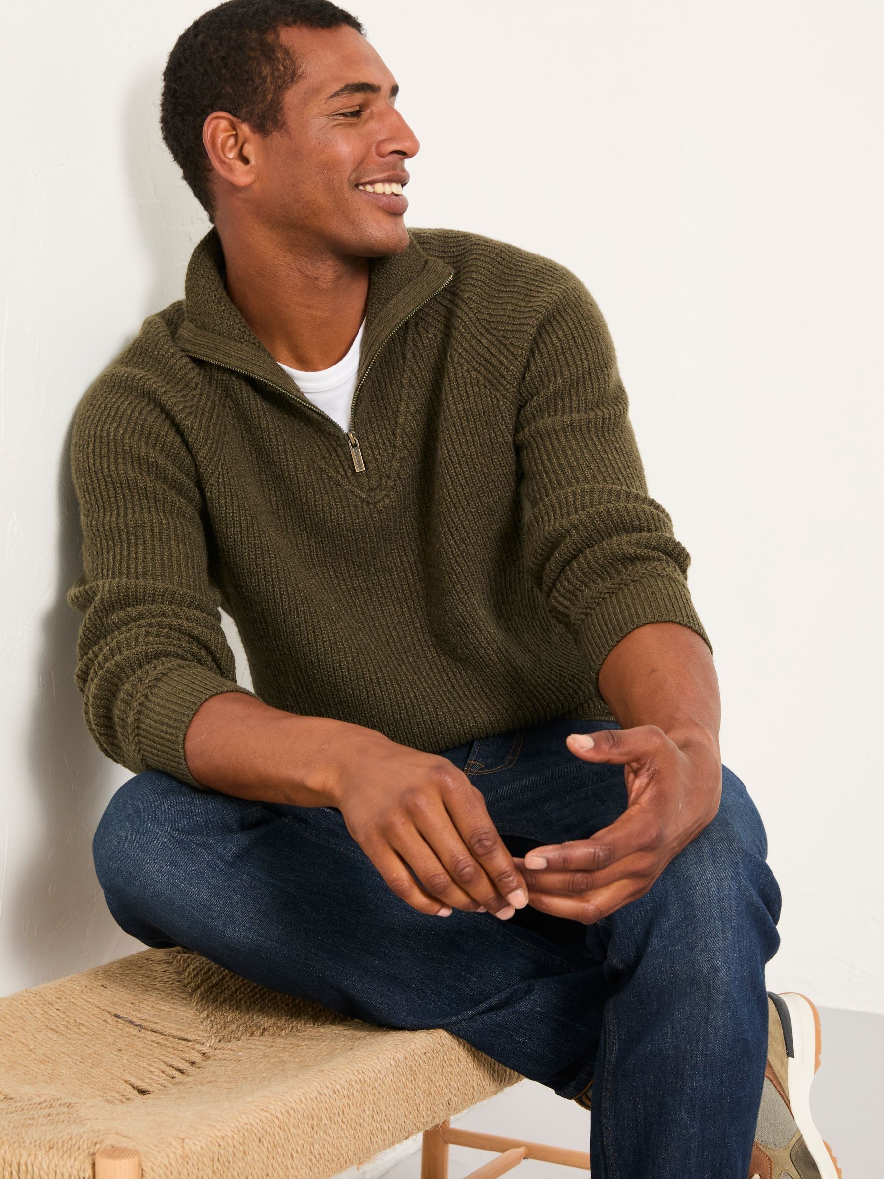 Kakigroen - FatFace Half Zip Neck Knitted Jumper
