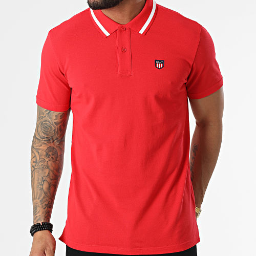 Polo Manches Courtes Retro Shield Pique 2002015 Rouge