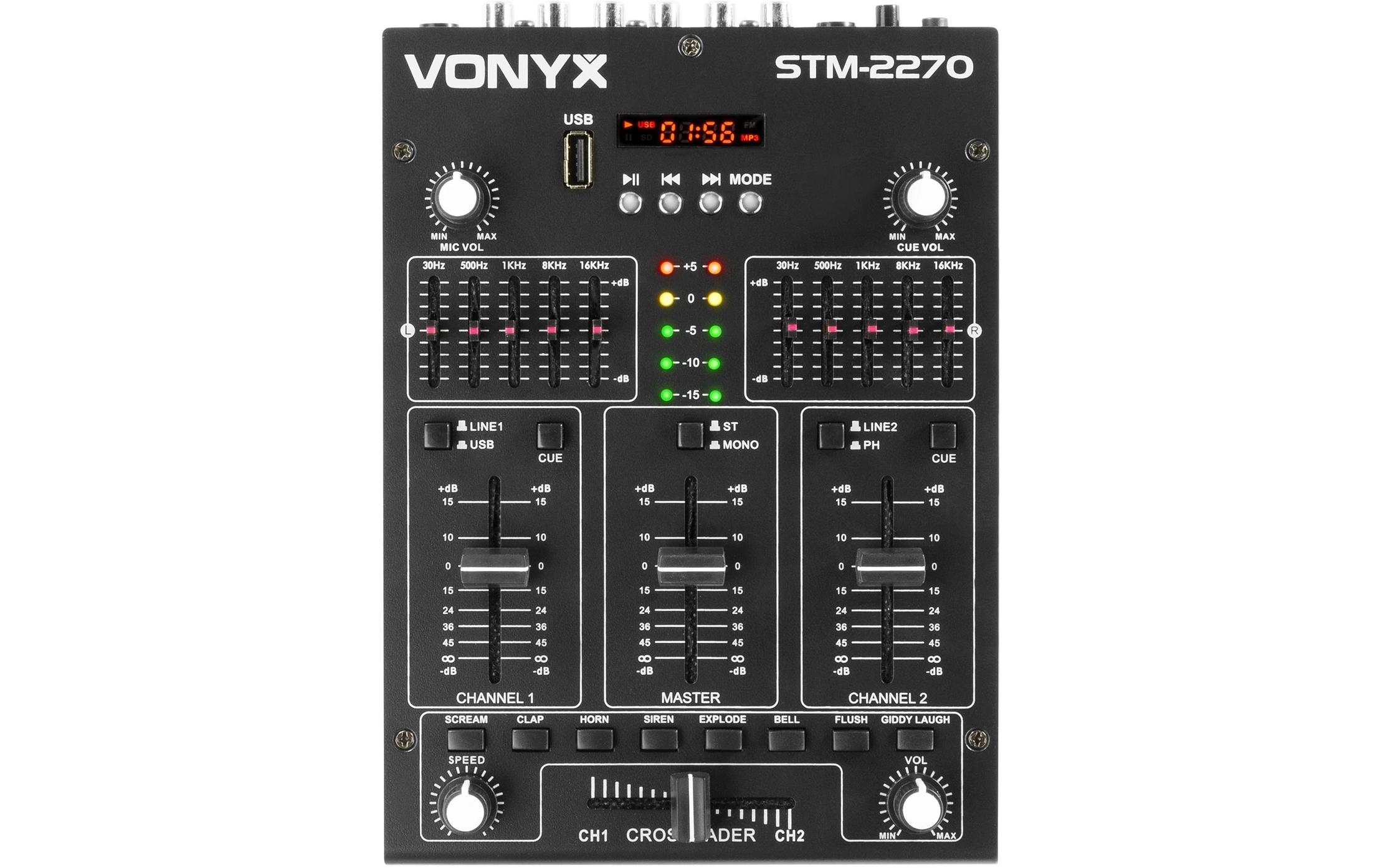 DJ-Mixer STM2270<br>4-Kanal DJ Mixer mit Effekten und BT