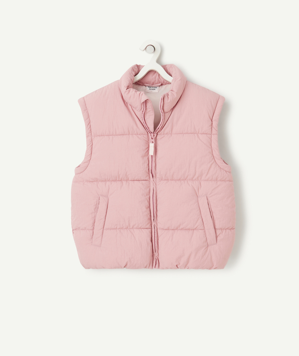 doudoune sans manches fille en rembourrage recyclé rose
