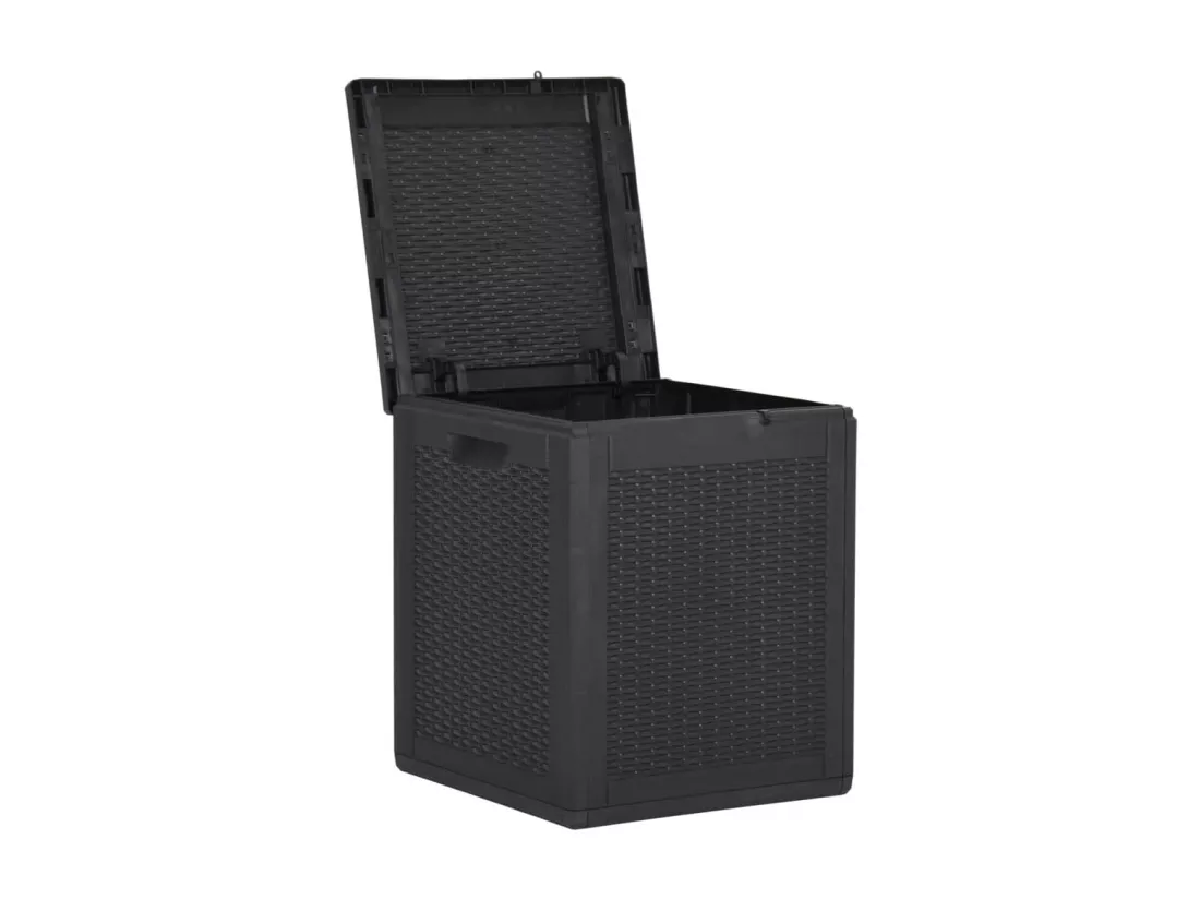 Boîte de rangement de jardin 90 L Noir PP Rotin