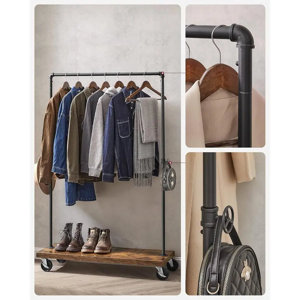 Bobbel Home Kledingrek Metaal - Zwart en bruin