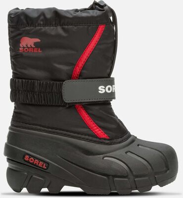 Sorel Children's Flurry Vintersko, Black, Bright Red