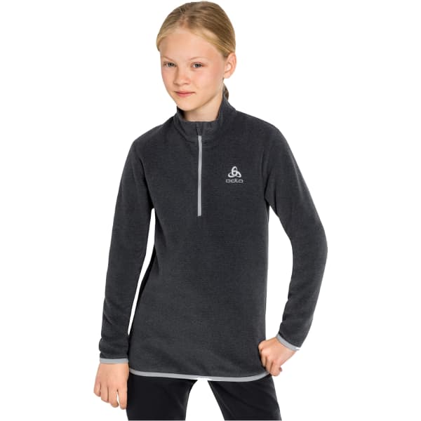 Sweat polaire randonnée ODLO ROY KIDS STRIPE MIDLAYER 1/2 ZIP SHALE GREY - BLACK STRIPES
