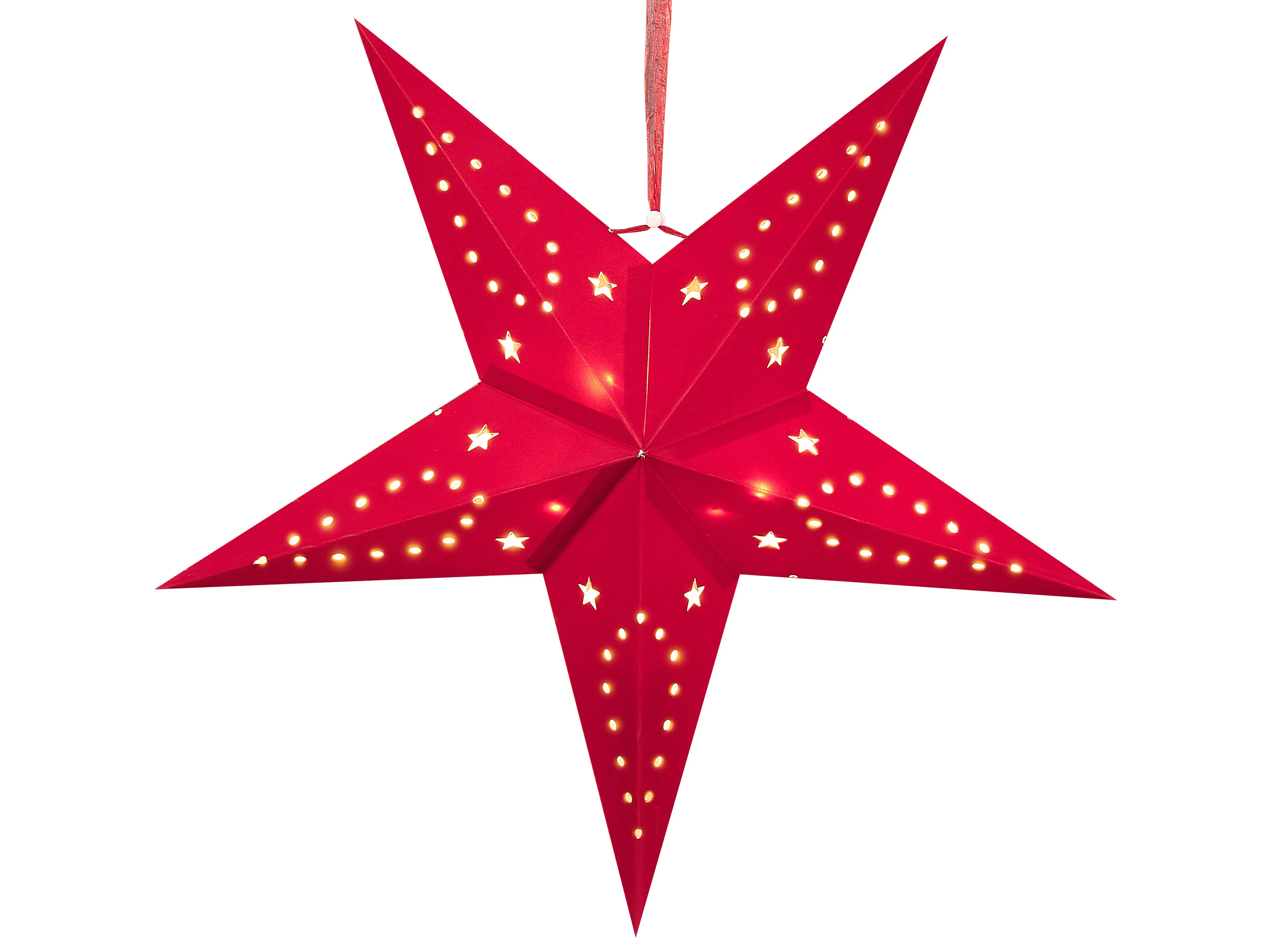 Set van 2 hangende decoraties LED MOTTI Ster 45 cm Rood