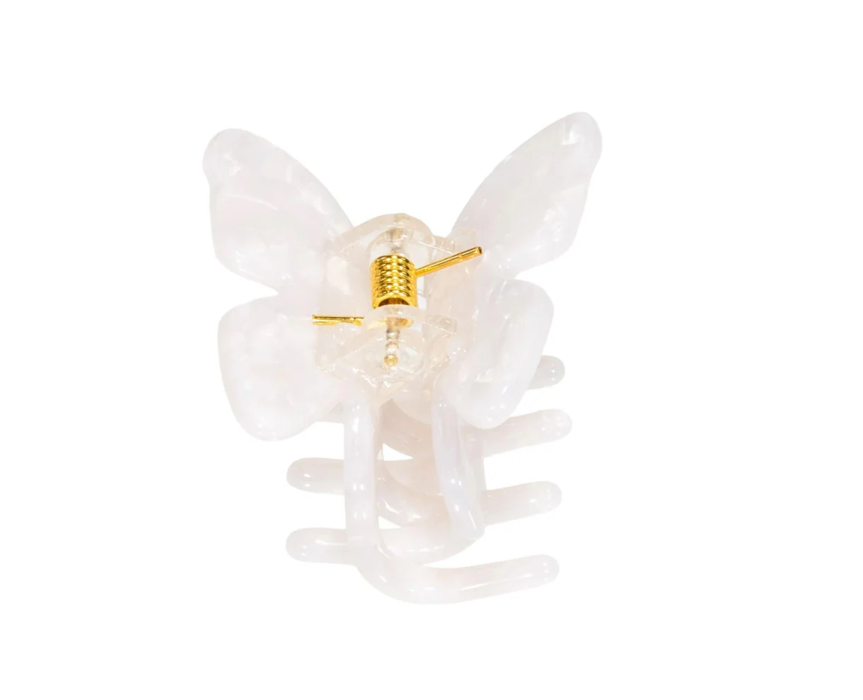Pico  Small Butterfly hårklemme - White Mop