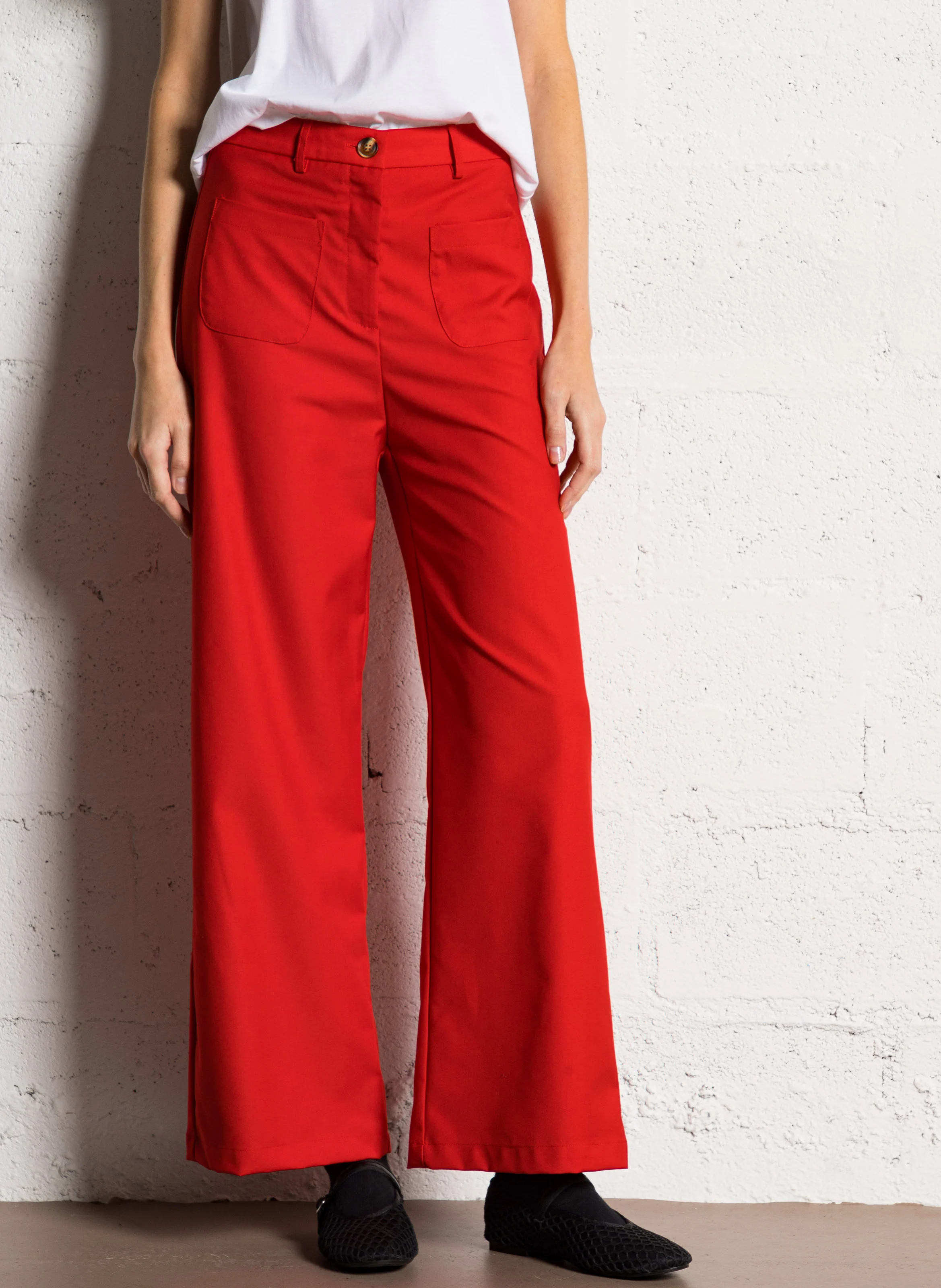 SONNY - Pantalon droit en coton mélangé | Rouge