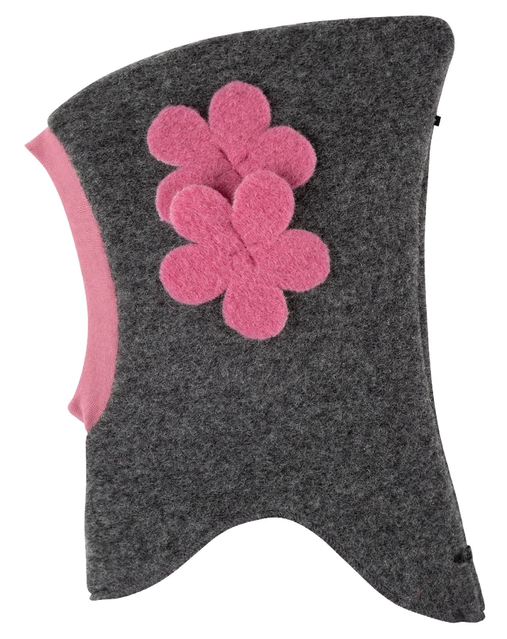 Fleece-Schlupfmütze WALK FLOWER mit Wolle in grau melange