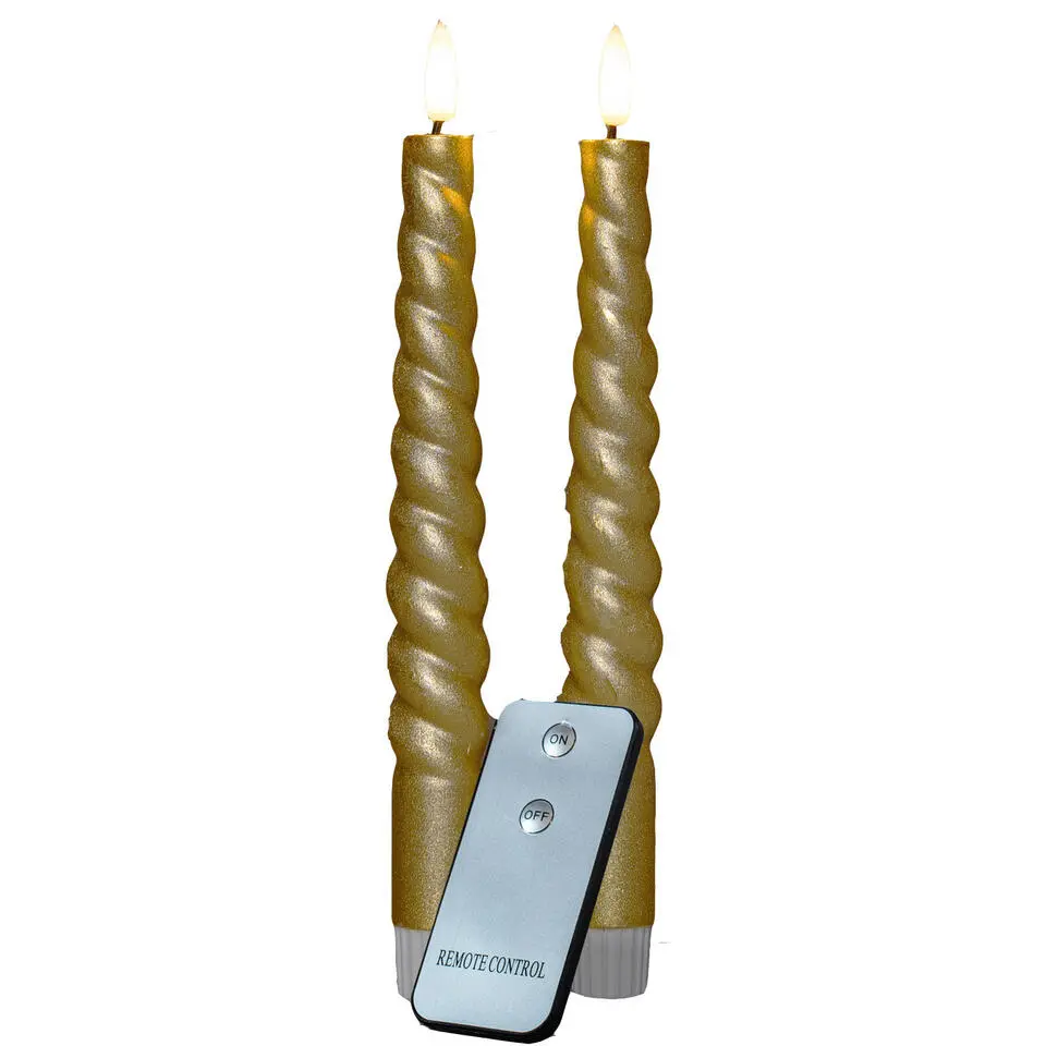 Anna Collection LED swirl dinerkaarsen - 2x st - goud - 23 cm