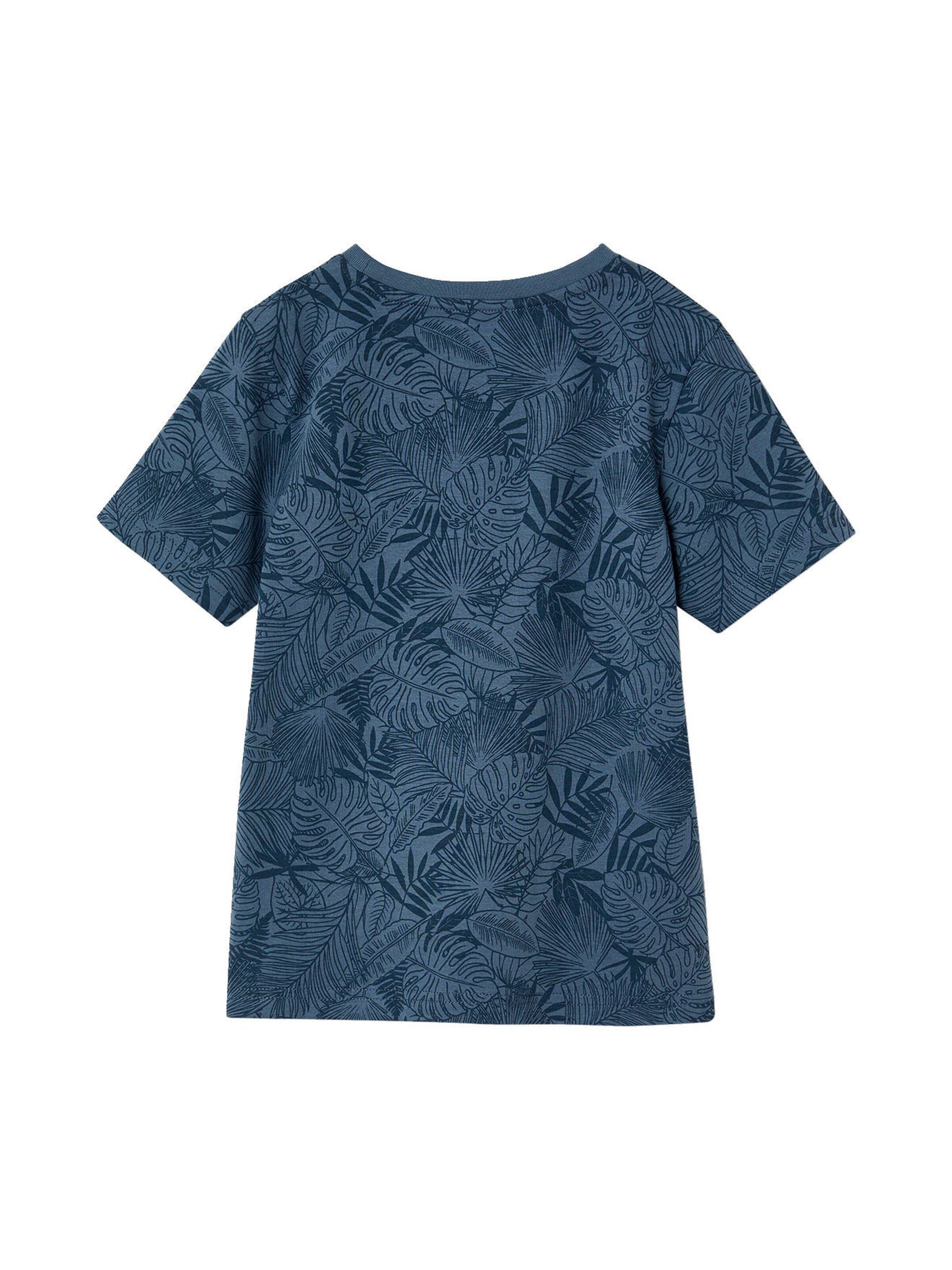 Vertbaudet Jungen T-Shirt, Print und Brusttasche jeansblau