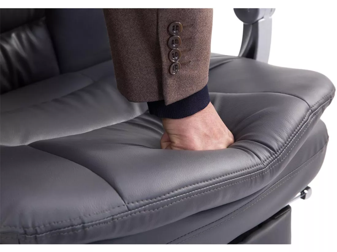 Chaise de bureau - Similicuir & Métal chromé - Gris - XL Troy