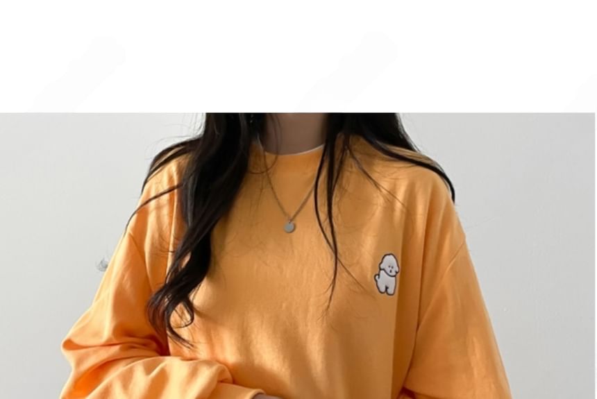 SeoulPop - Losvallend sweatshirt met geborduurde hond