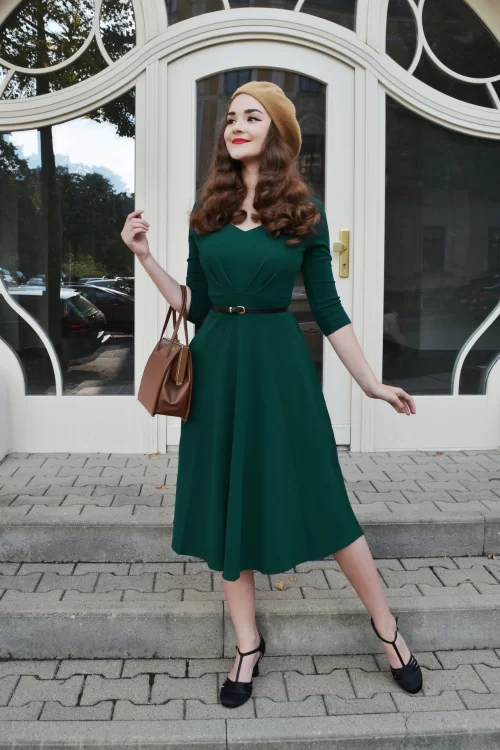 Vintage Chic for Topvintage Ruby swingjurk in bosgroen