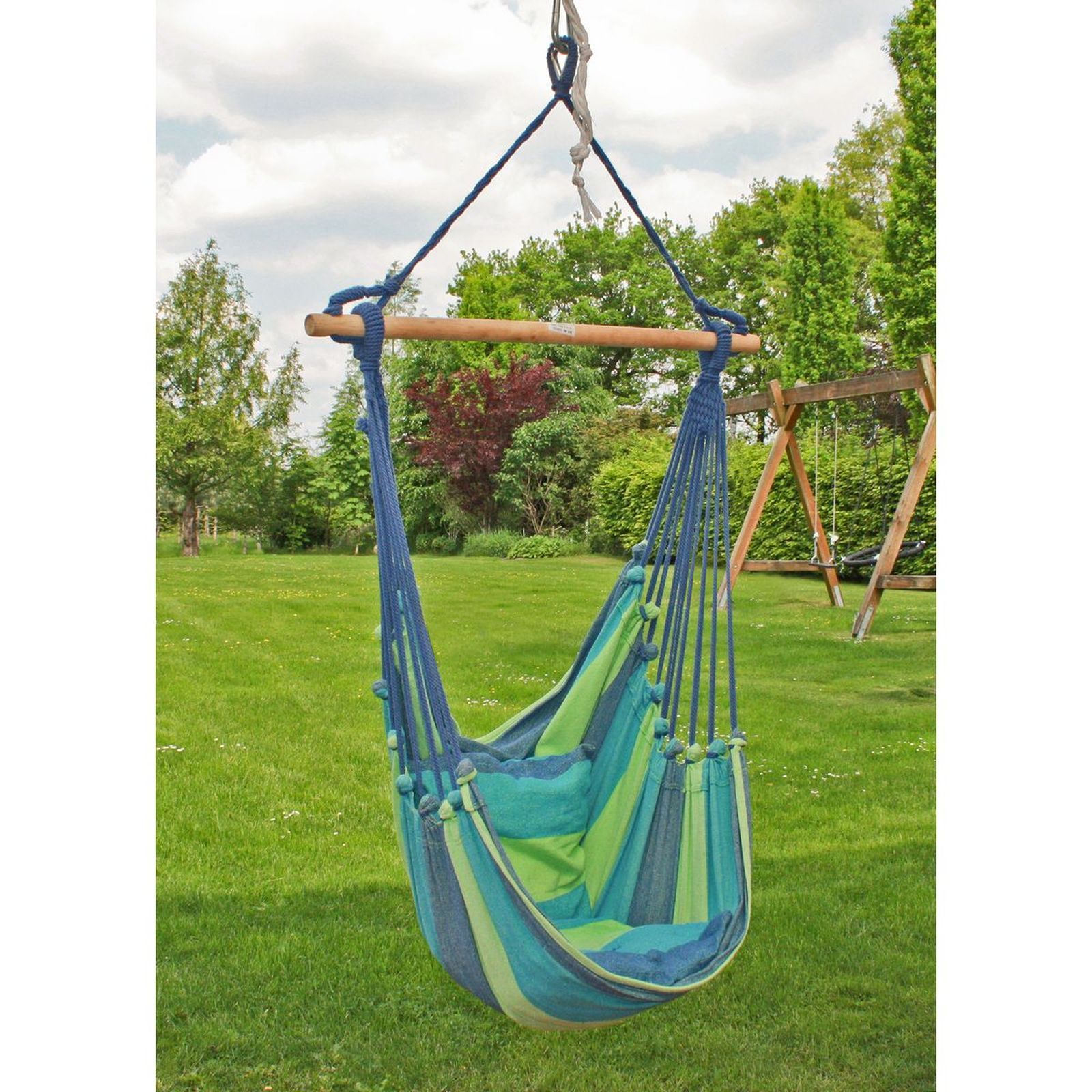 Hängesessel TOBAGO - blau-grün - mit 2 Kissen
