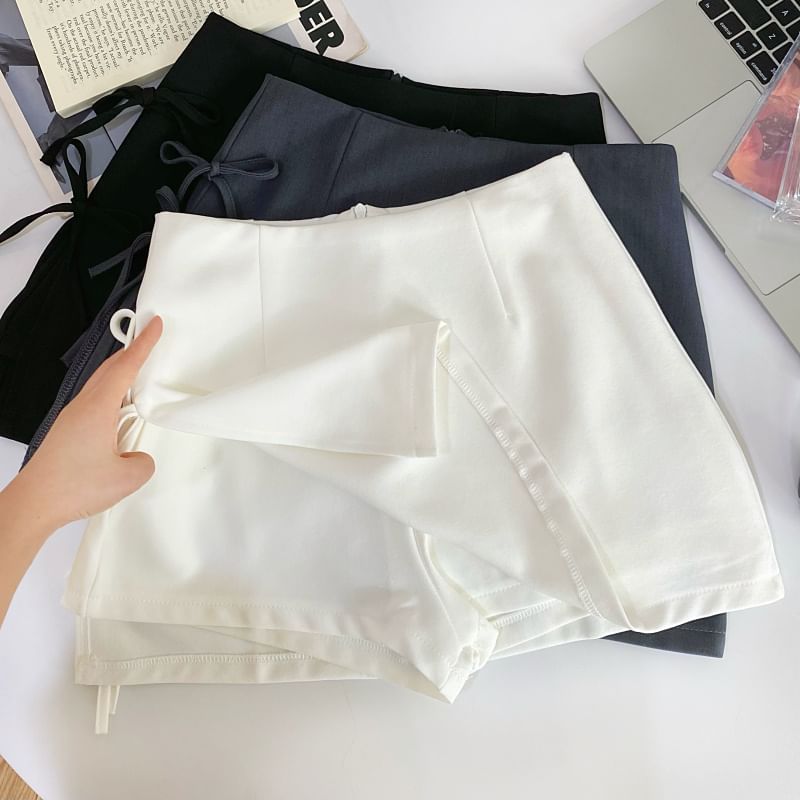 Iasia - Hoge taille effen strik mini A-lijn rok