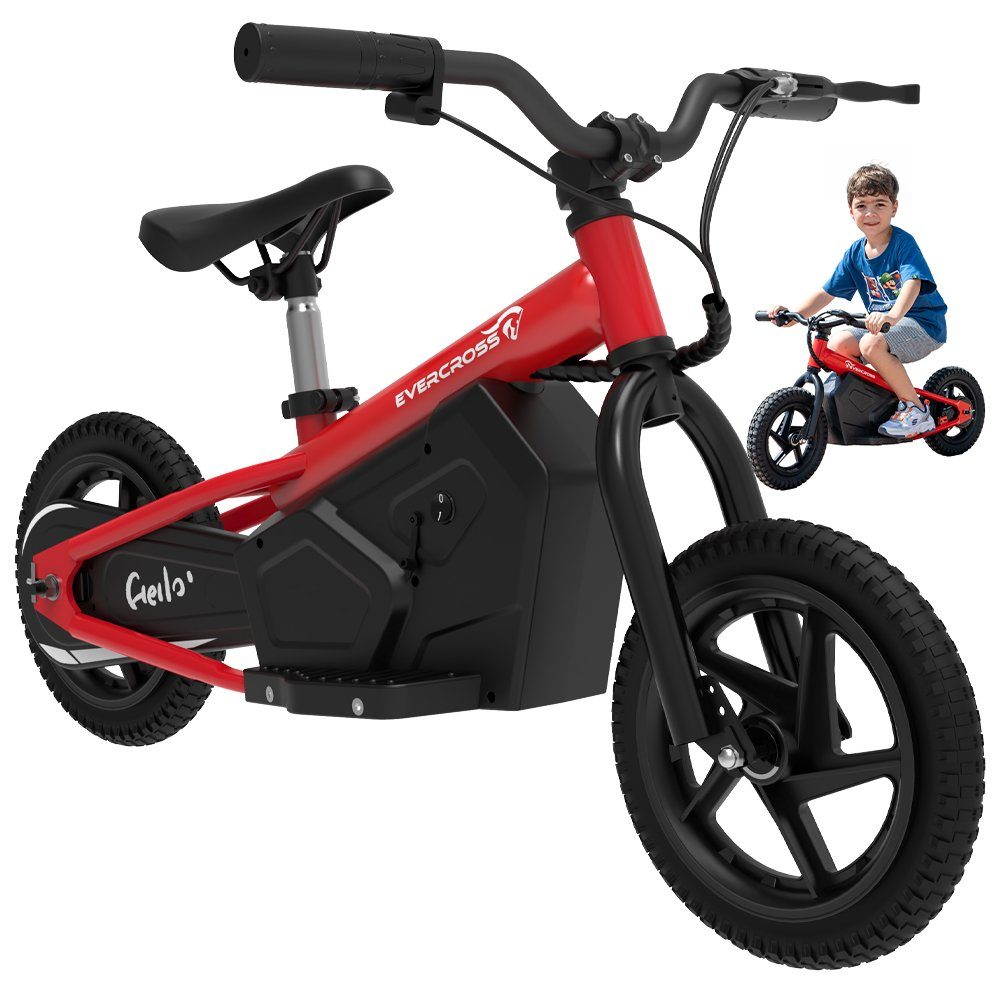 Mini Patinete Elétrico Evercross EV06M para Crianças, Bicicleta de Equilíbrio de 12 Polegadas, 100W, 15 km/h, Bicicleta Elétrica de Equilíbrio para Crianças de 3 a 6 Anos, Velocidade Máxima de 15 km/h, Bateria de 24V 4AH