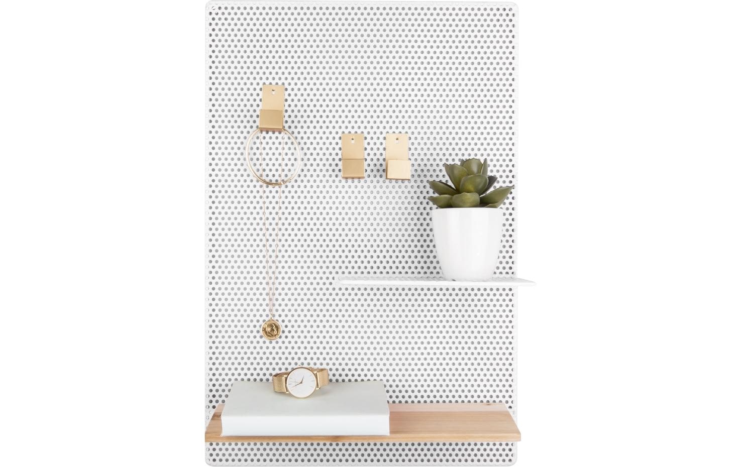 Memotafel mit Ablagen 52 x 34.5 cm, WeissMemo Board aus Eisen