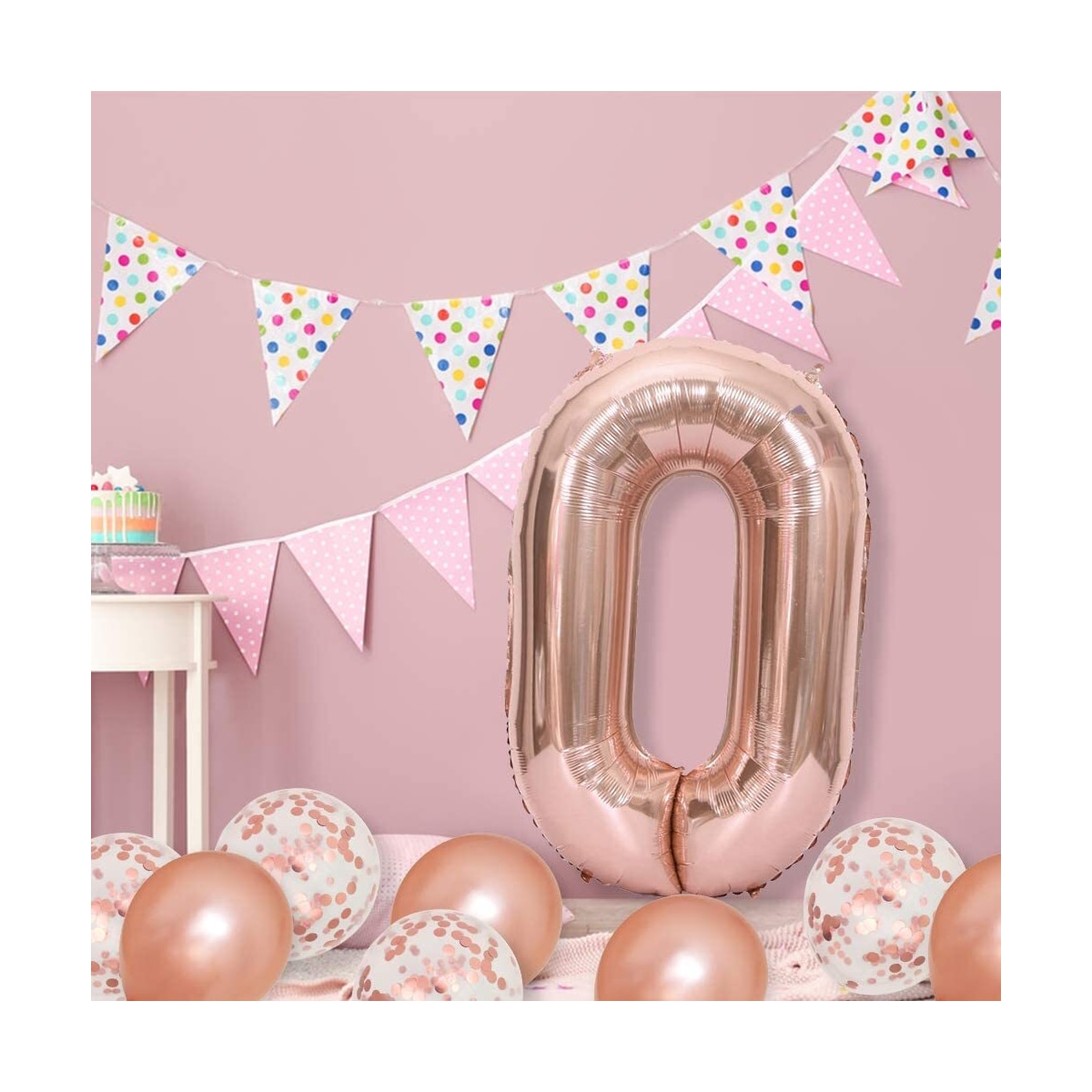 Nummerballong 102 cm, nummer 0 - Rosa