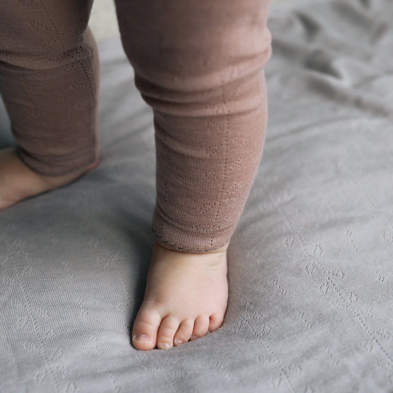 Leg, Uld Pointelle Leggings - Burnt Rose