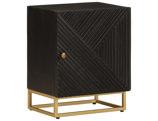 VIDAXL - Table de chevet noir 40x30x50 cm bois massif manguier et fer