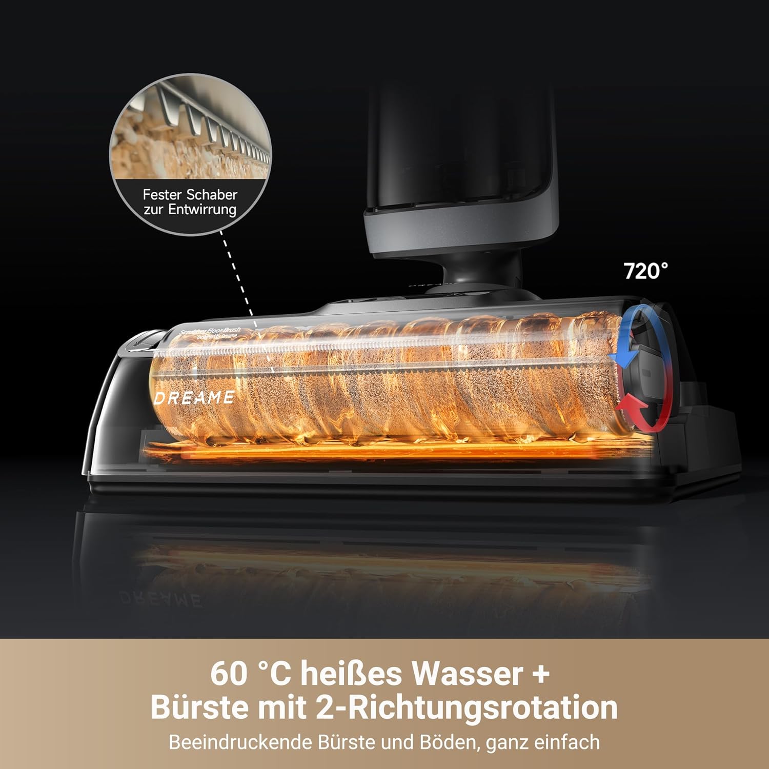 dreame H14 Pro Nass- und Trockensauger, 180° Lie-Flat, 60 °C Bürstenpflege, 5-min Trocknung, automatische Lösungsmittelverteilung, App-Steuerung, Doppelrotationsbürste, 18.000Pa Saugkraft, Doppelkante