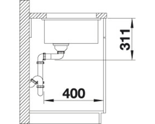 Blanco SUBLINE 500-U spoelbak, 530 x 456 mm, basalt, 523739