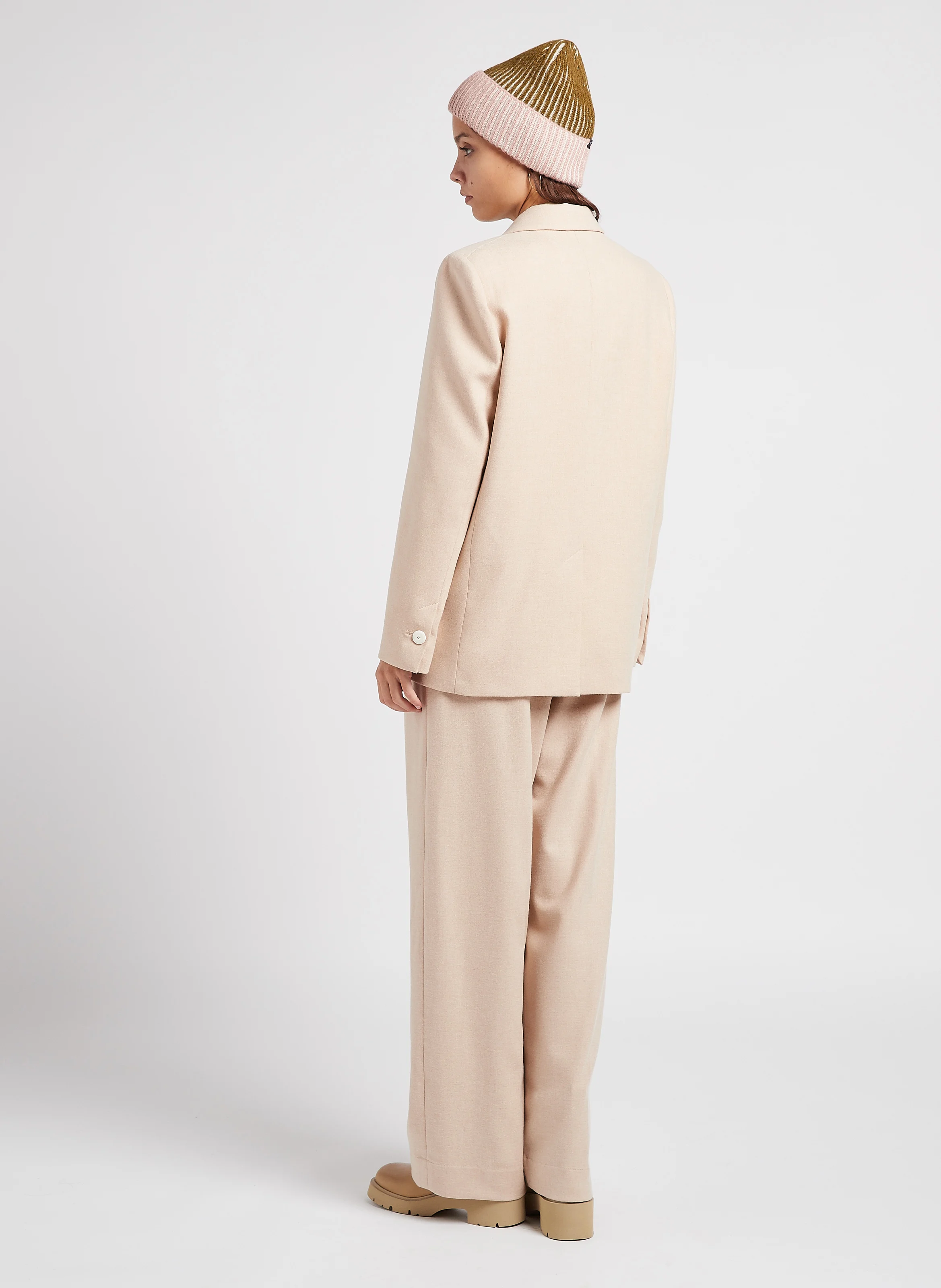 Veste droite col tailleur | Beige