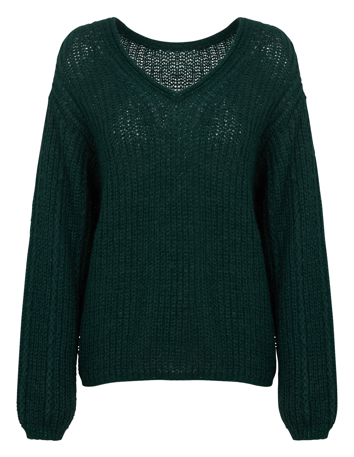 TING - Pull ample col V en maille | Vert