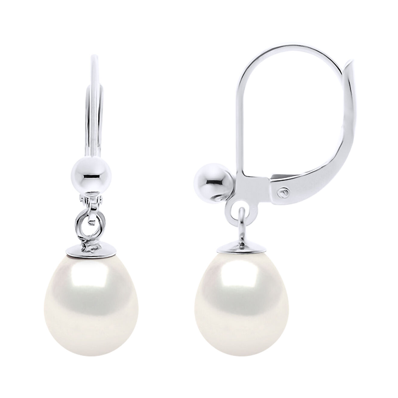 Mitzuko Boucles d'oreilles Dina Argent Perles d'Eau Douce blanches
