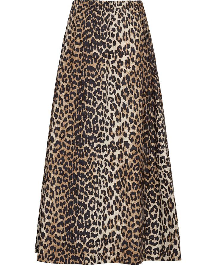 Ganni Printed Cotton Elasticated Maxi Ski Leopard