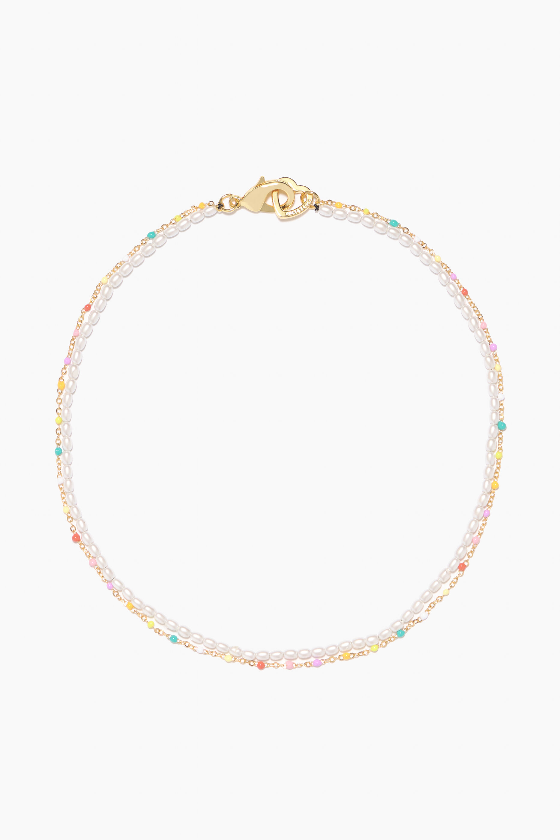 Colar de pérolas com corrente multicolorida