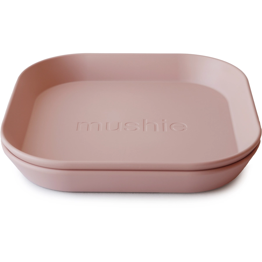mushie Teller eckig 2 Stück, Blush