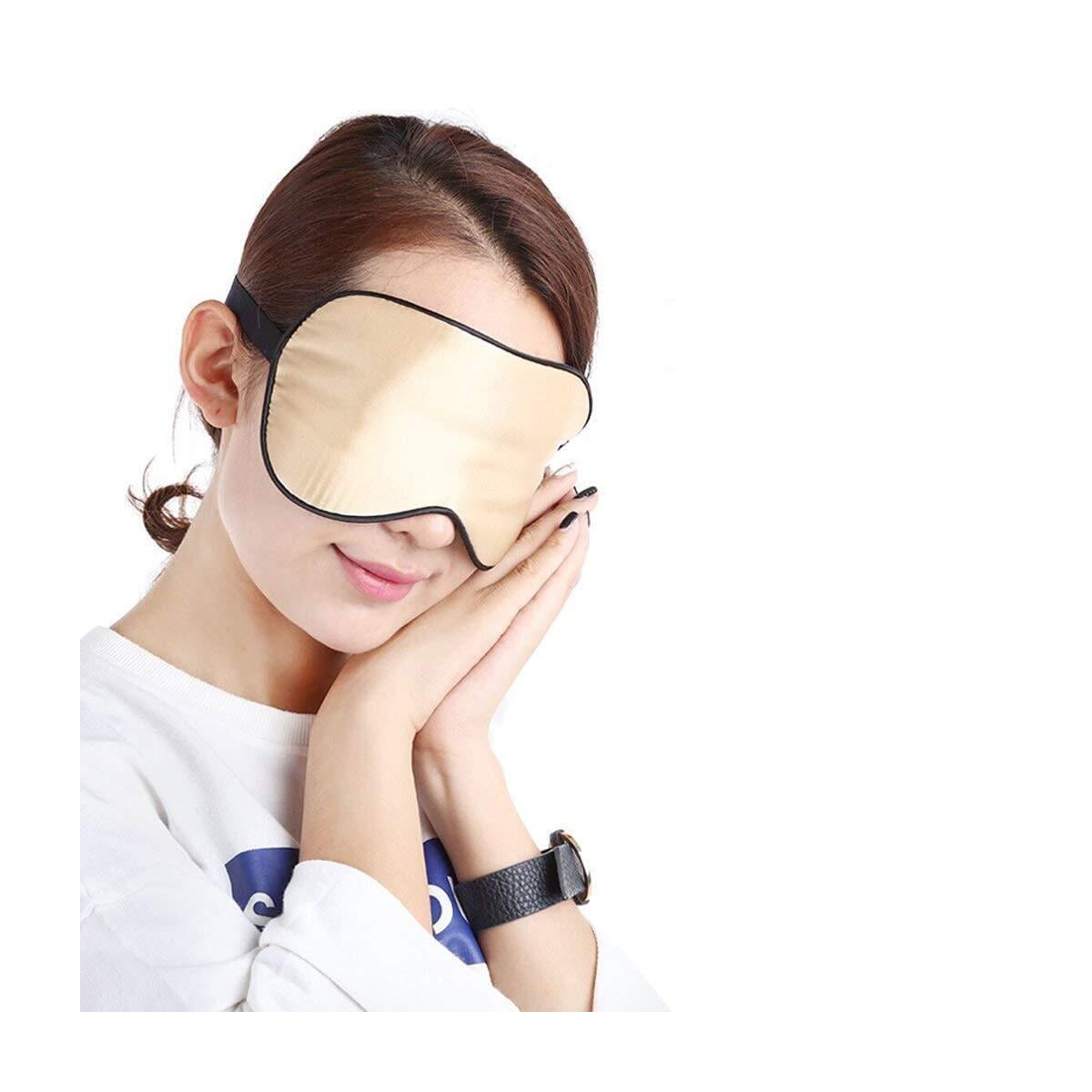 Sovemaske 100 % silke Champagne