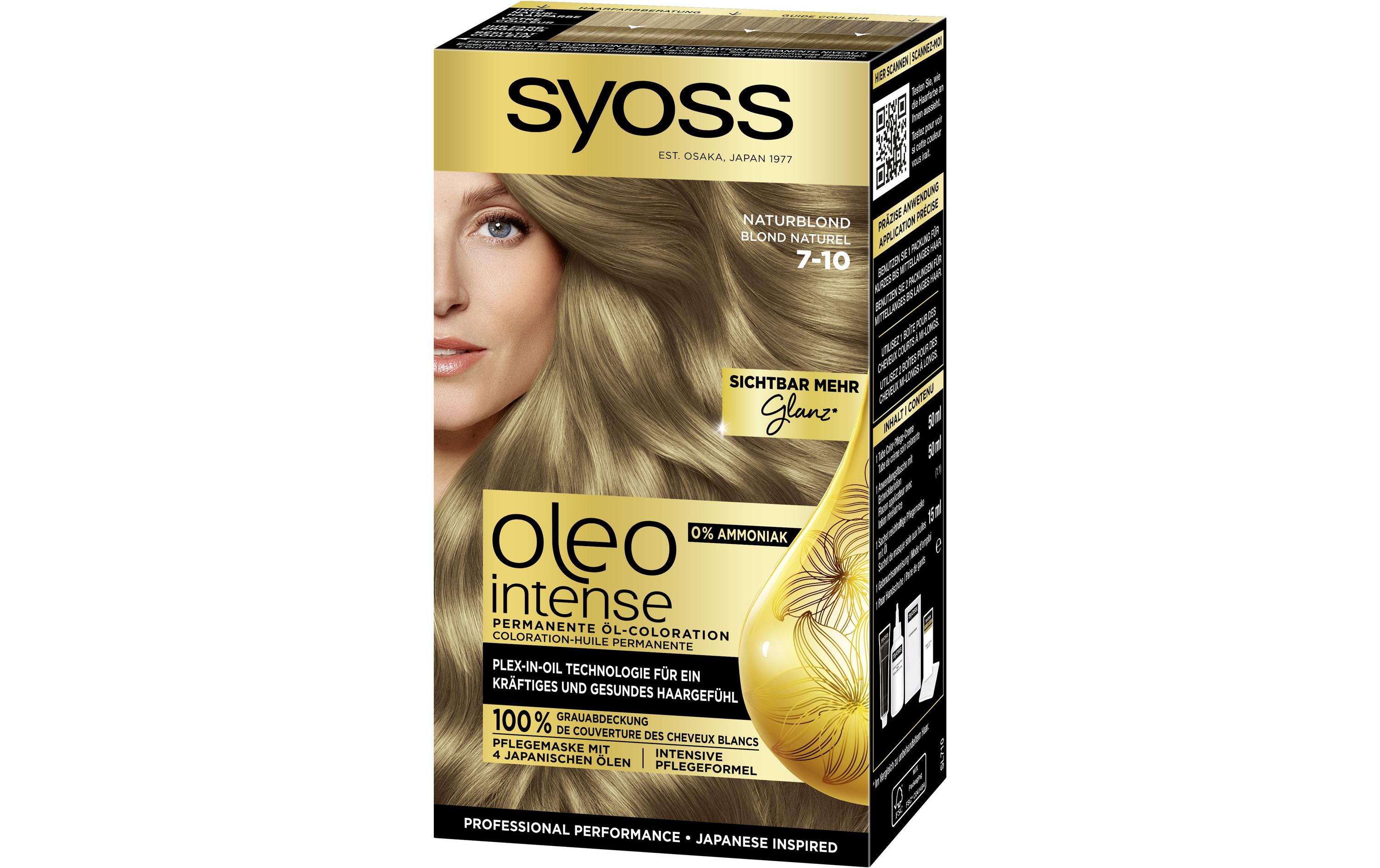 Haarcoloration Oleo Intense 7-10 NaturblondPermanente Haarfarbe für glänzendes, glattes und gesund aussehendes Haar