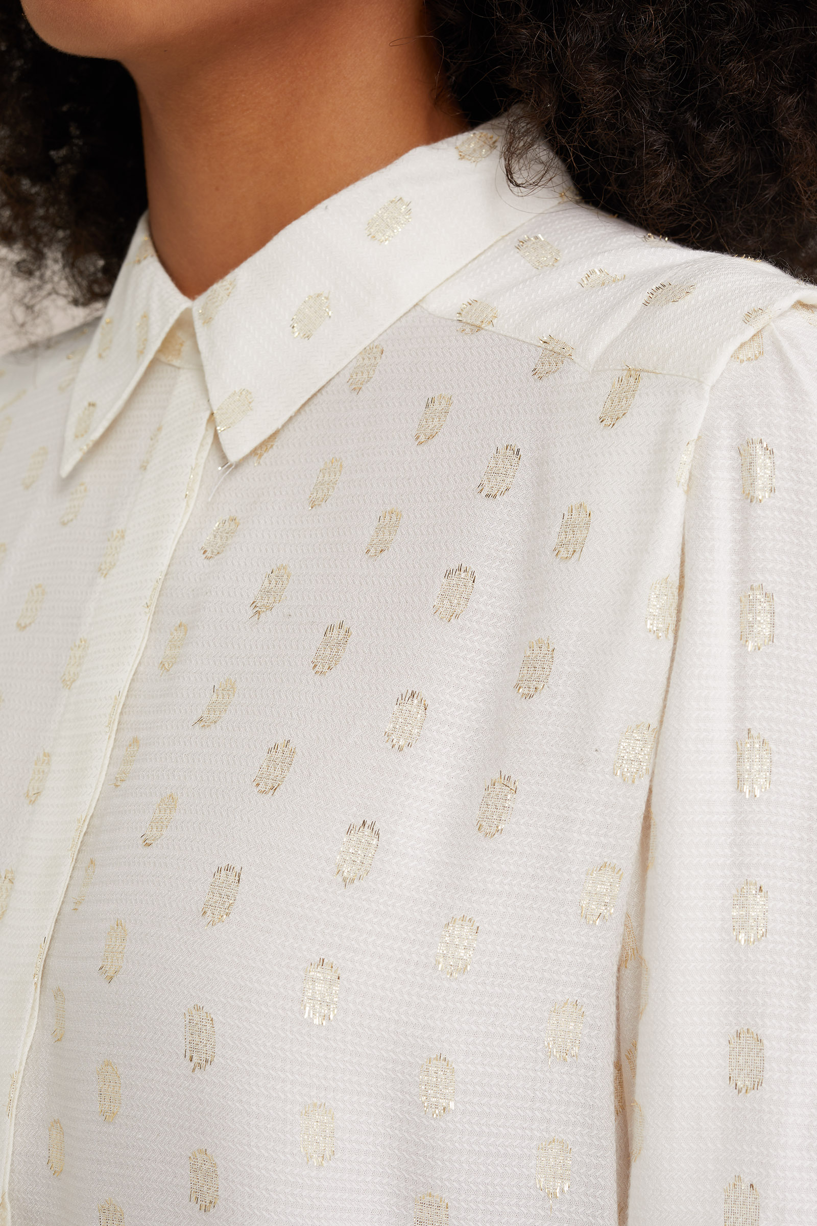 blouse met dessin WE Fashion Gebroken wit