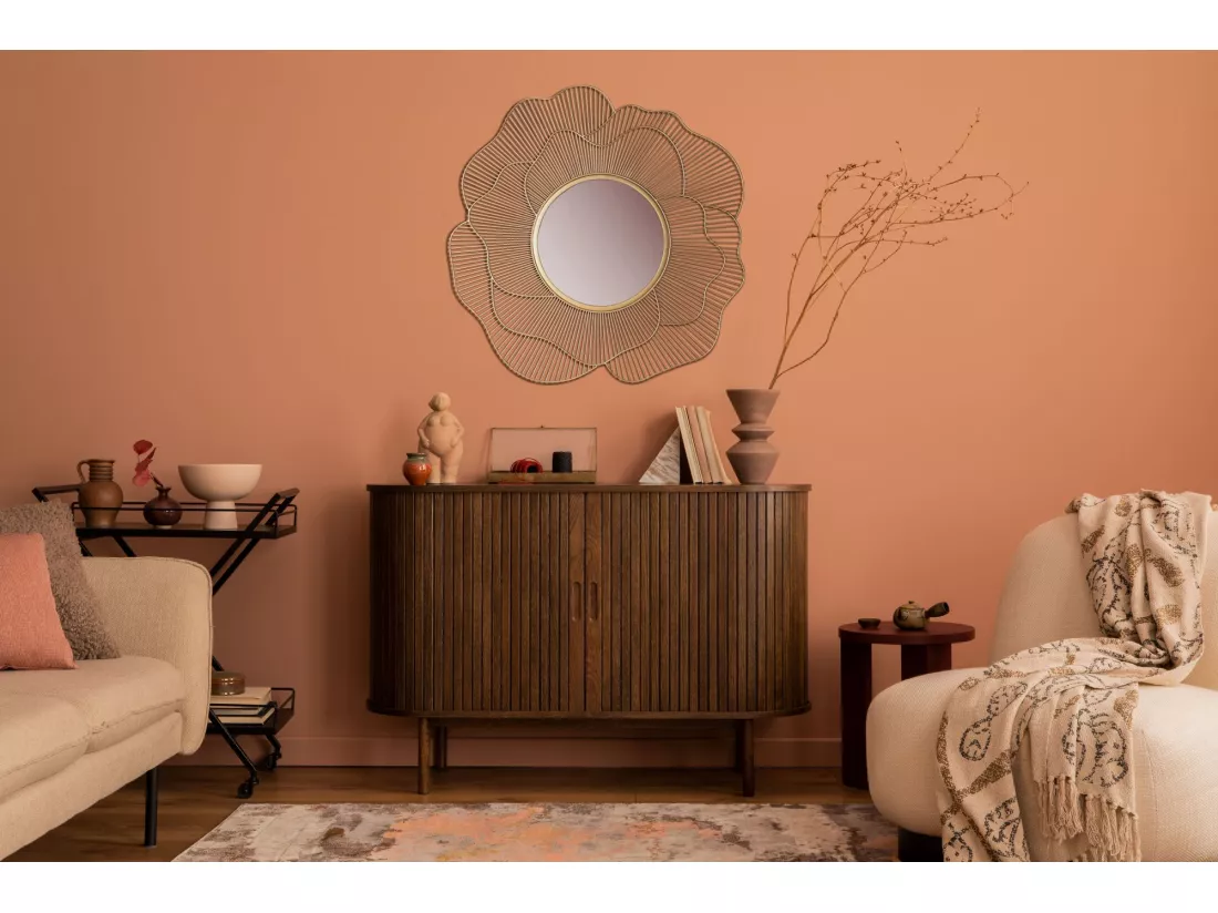 Miroir Murale Rose Métal 77 cm Miroir Mur Couloir Grand Doré Rond Cadre