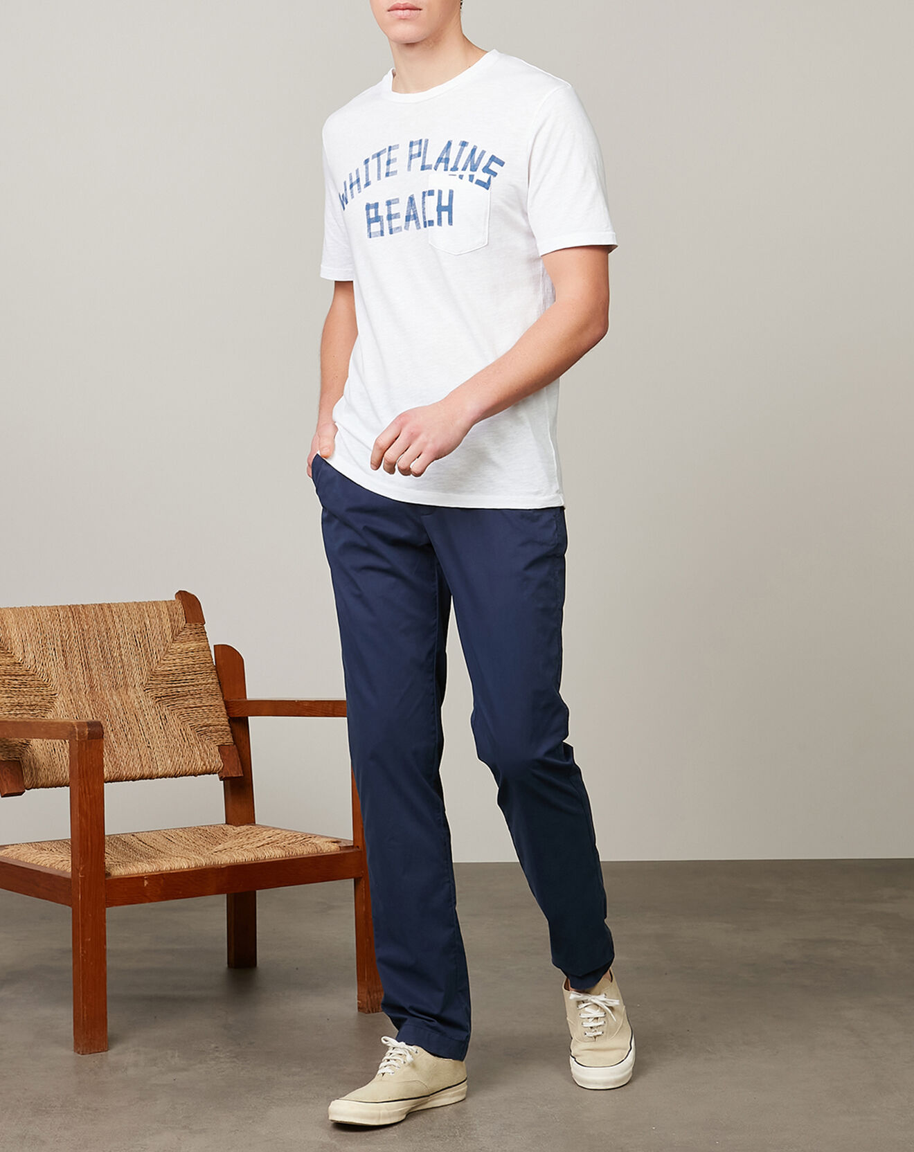 Hartford T-Shirt Pocket Crew White Plains blanc