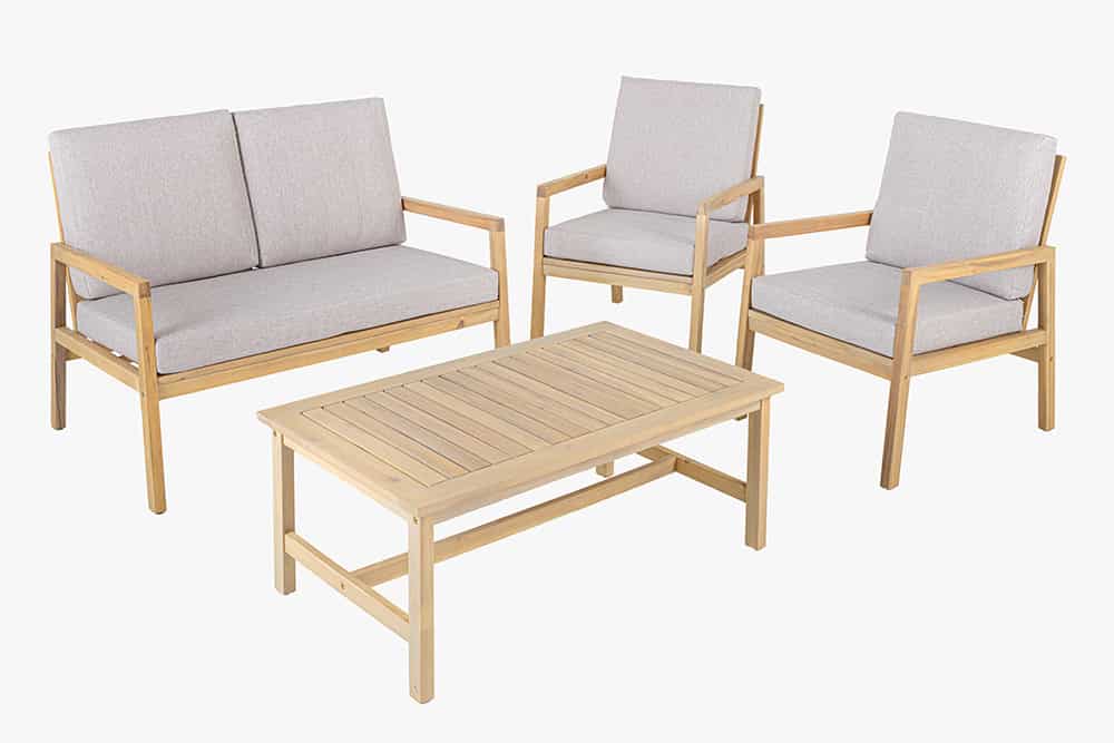 Outdoor Garten-Sitzgruppe BALI 110cm natur beige Akazie Massivholz wetterfest