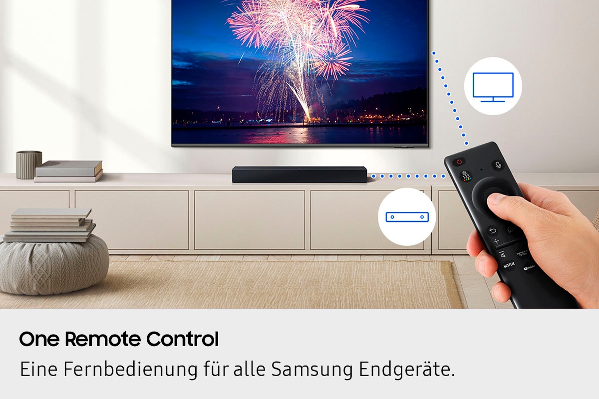 Samsung Soundbar »HW-B410GF Soundbar« 2.0 (Bluetooth Lautstärkeregelung | Pairing | Sprachsteuerung ) 2.0-Kanal Surround Sound System, Game Mode, One Remote Control