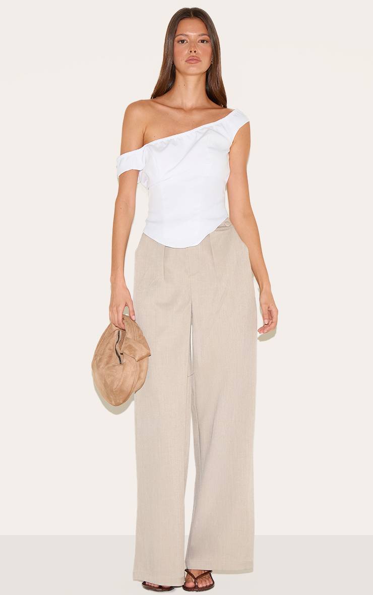 Blanc Corset Bardot Long Tissé