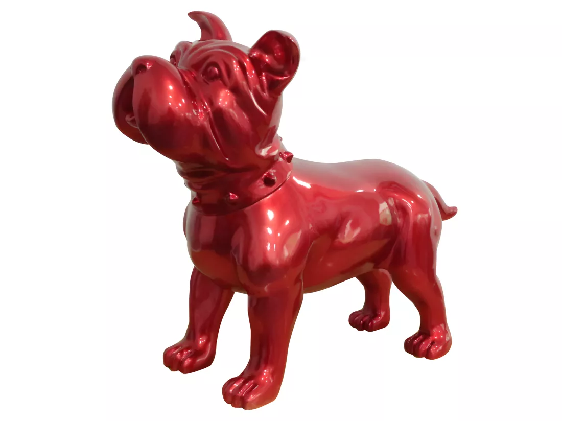 Statue chien staffordshire bull terrier rouge laqué H48 cm - SILVA