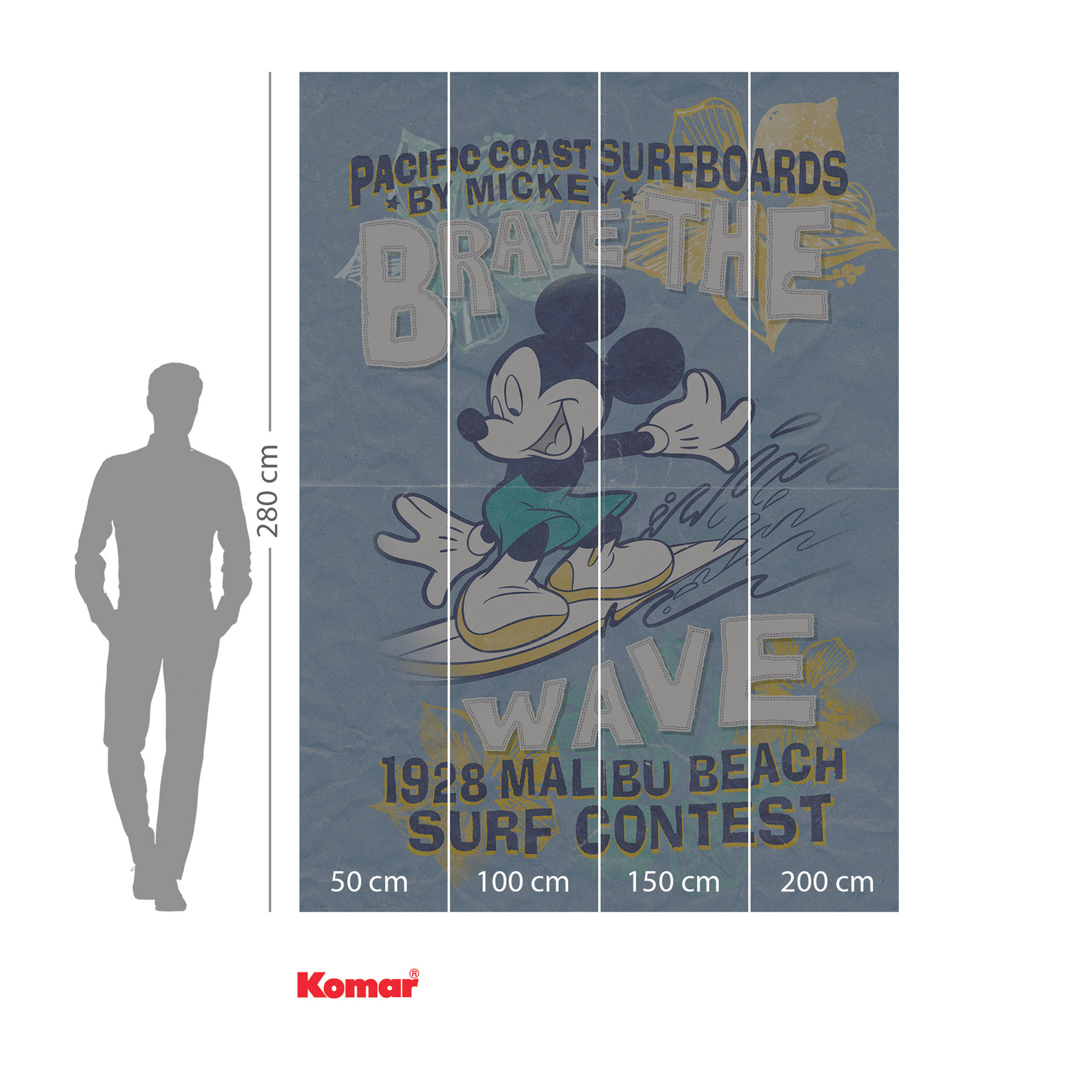 Vlies-Fototapete MICKEY BRAVE THE WAVE - 200x280 cm