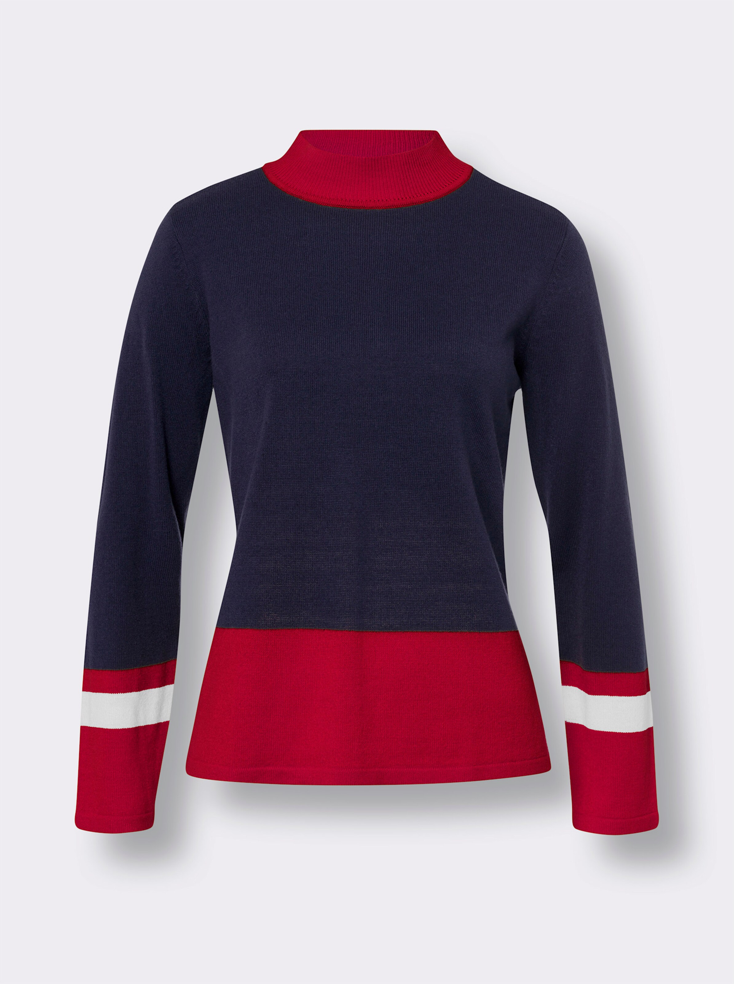 Langarm-Pullover im Color-Blocking-Dessin