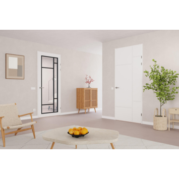 Arne & Bodil binnendeur ABD500 blank glas - wit afgelakt - glaslat diep zwart