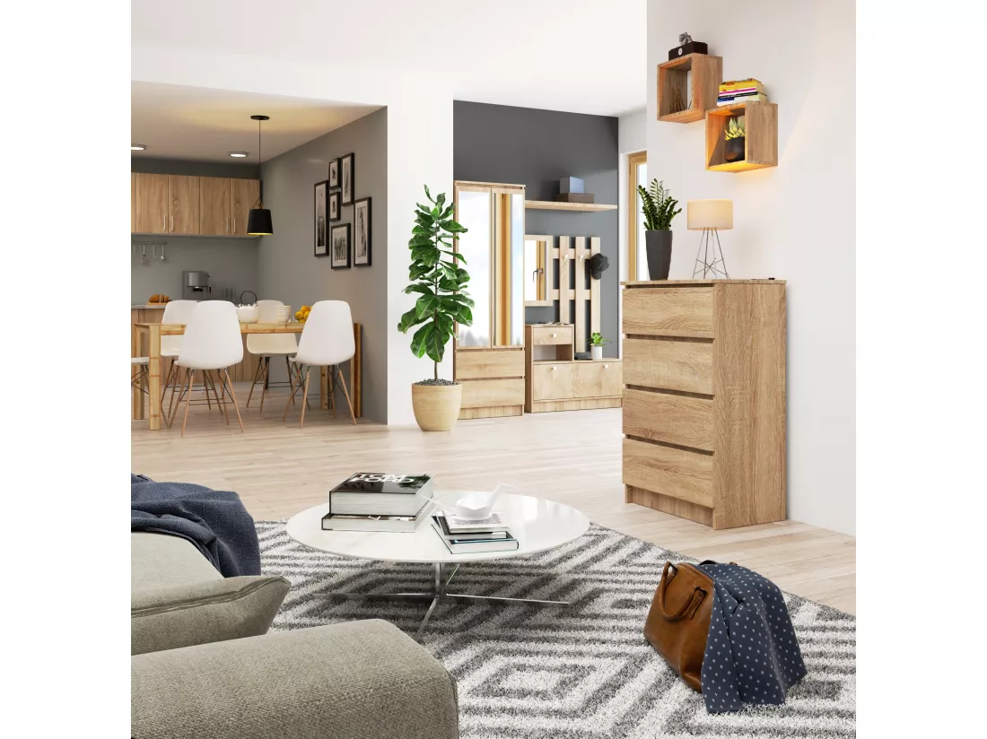 Commode AKORD K60 Chêne Sonoma 60 cm 4 tiroirs façade Chêne Sonoma 60x40x99 cm