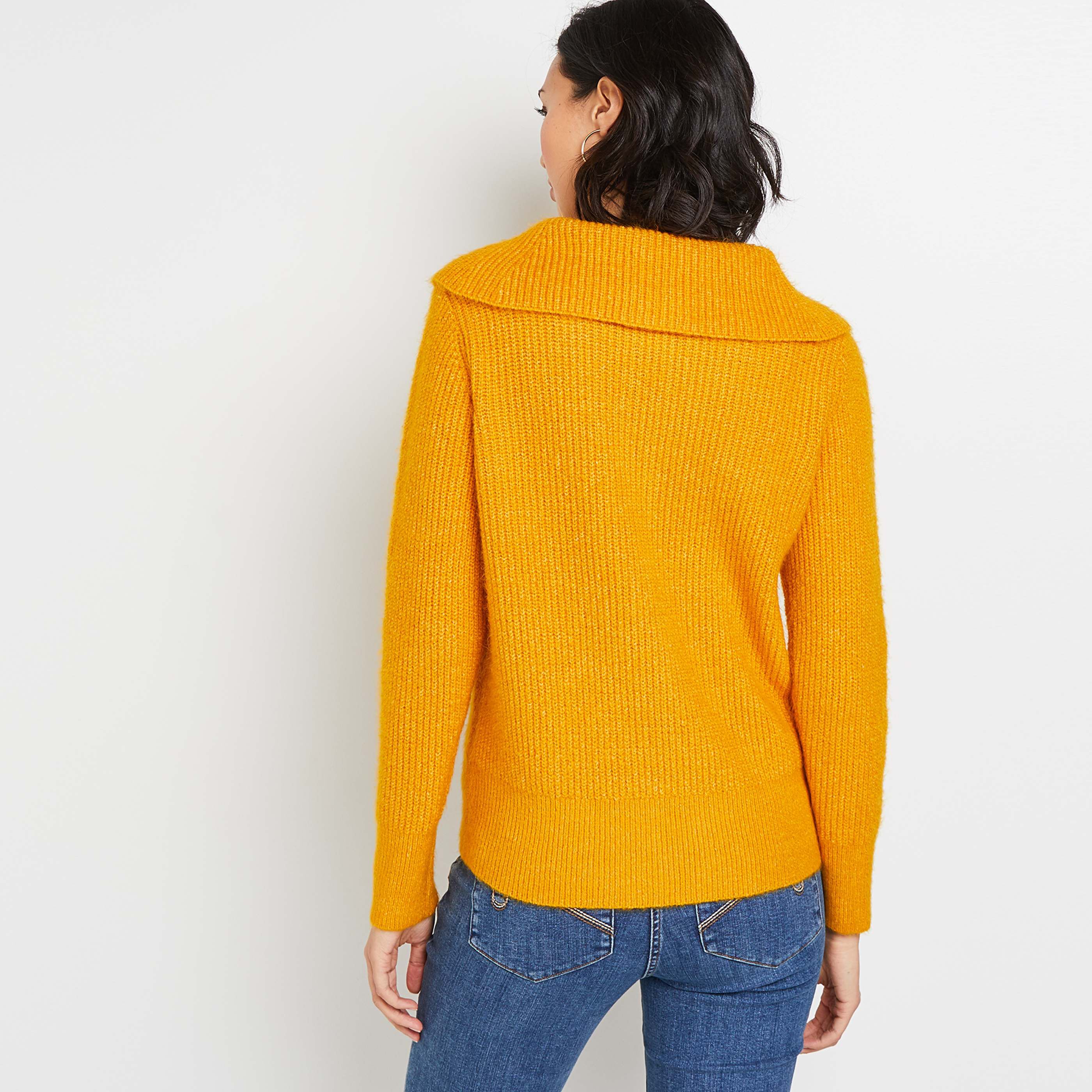 Pull col camionneur uni femme - JAUNE