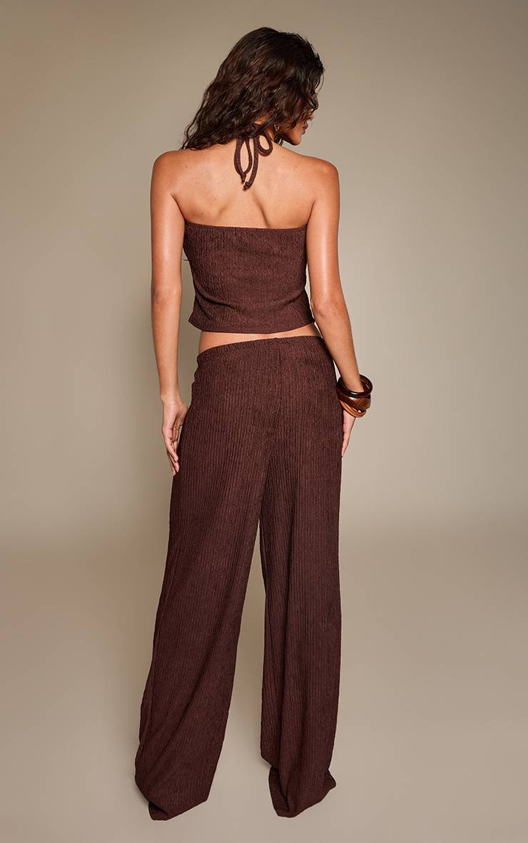 Marron Pantalon Large Texturé Ensemble Coordonné