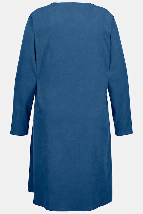 Cordkleid, A-Linie, Tunika-Ausschnitt, Langarm