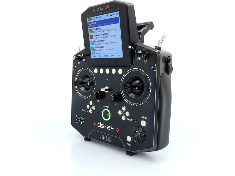Jeti Fernsteuerung DS-24II Gray 24 Kanal, Duplex EX Professioneller 24-Kanal-Sender mit Geber auf Rückseite