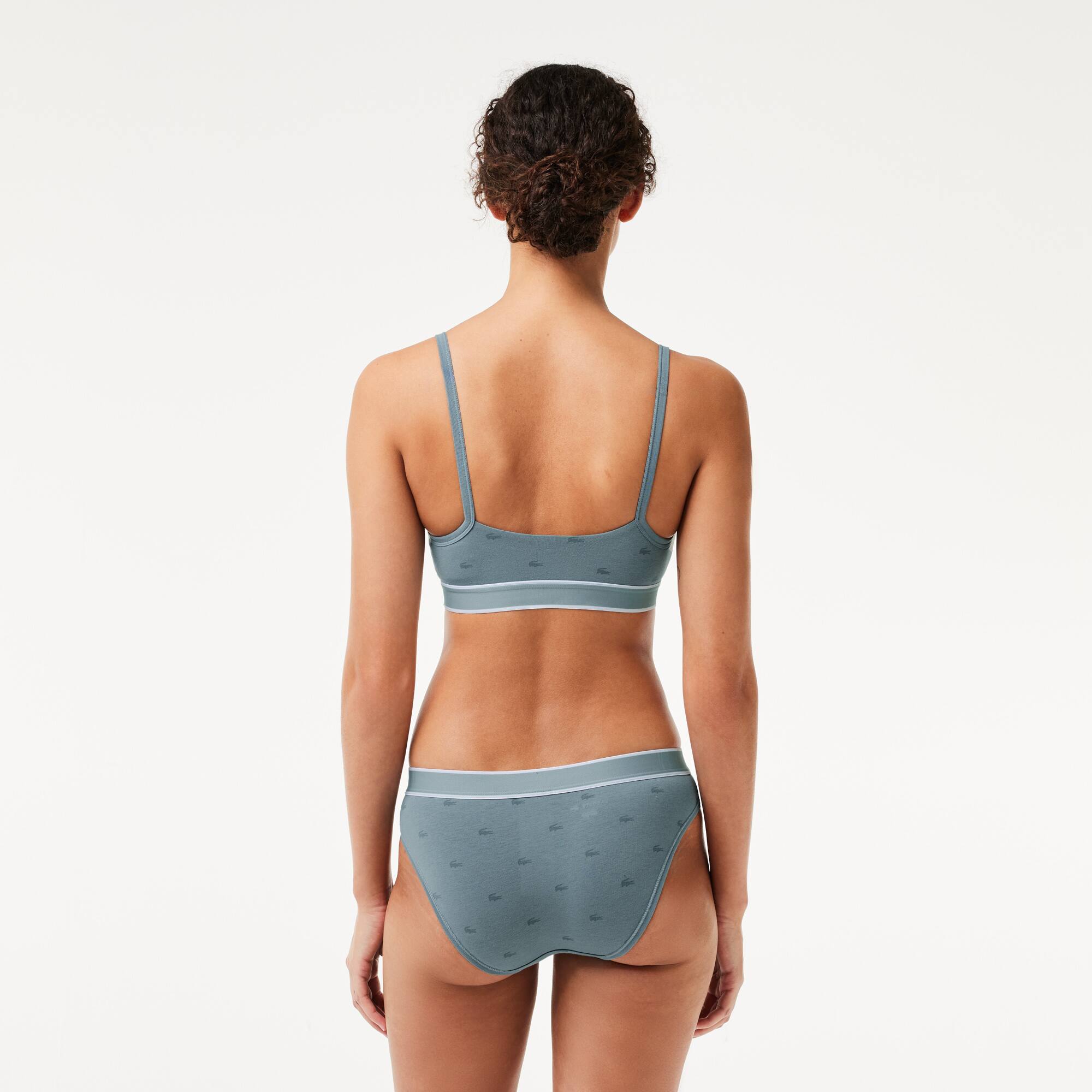 Brassière avec imprimé crocodile en coton stretch Brassières - Gris - Lacoste - Femme